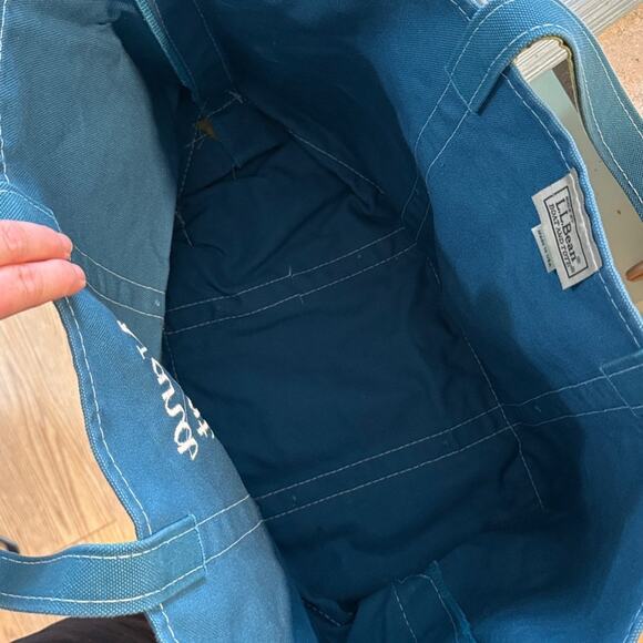 Llbean vintage vtg teal green 90s open top large boat and tote bag nautical - Picture 5 of 5